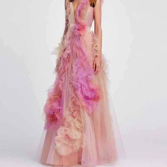 Pink Tulle Designer Ruffle Dress - Picture 1 of 3